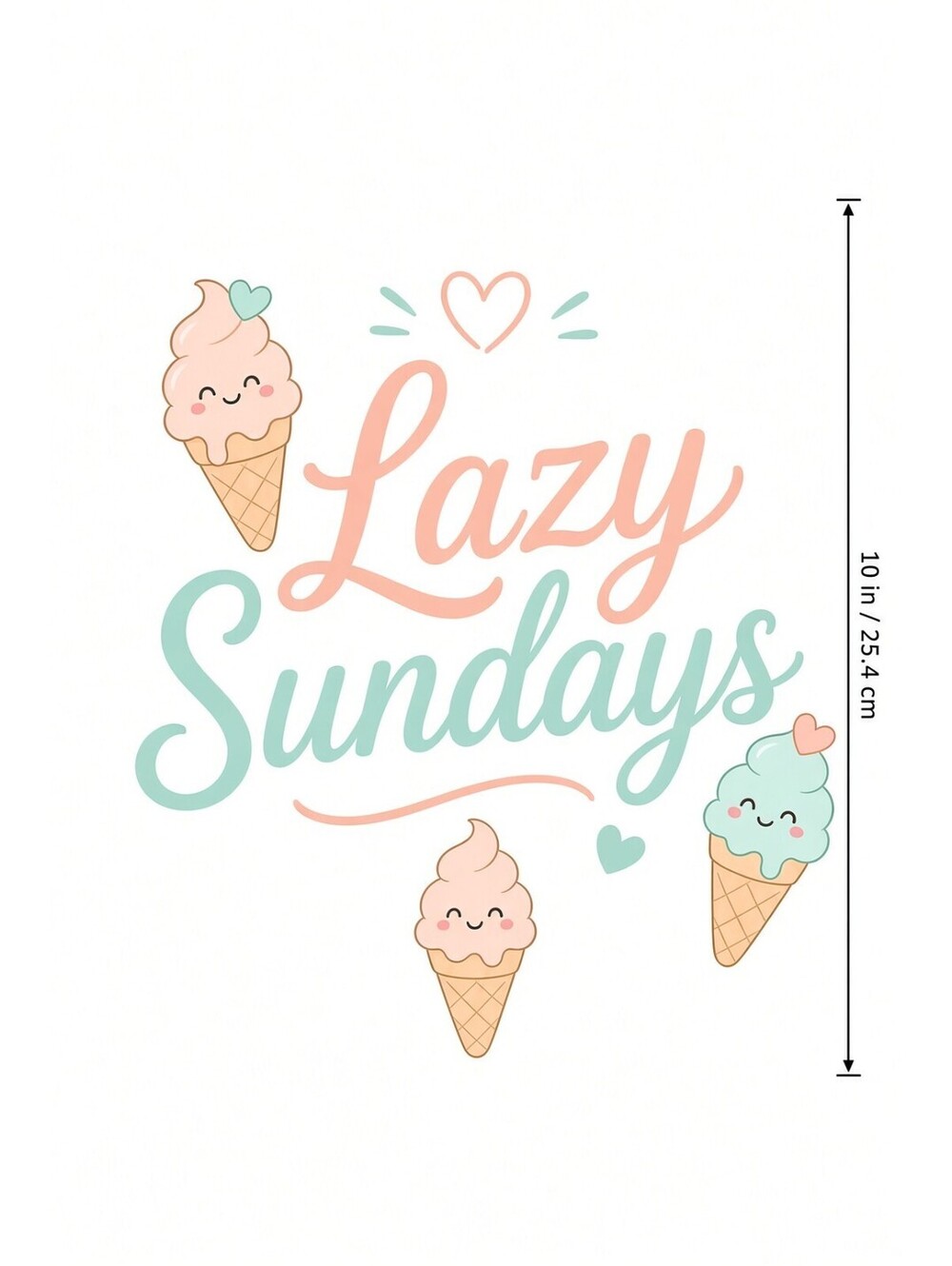 4pcs 10in Lazy Sundays Ice Cream Cute DTF Transfer